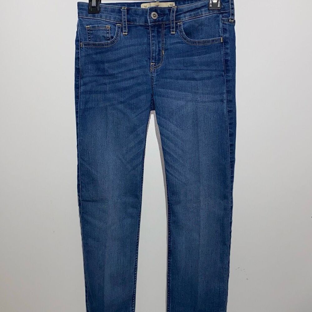 Hollister Women's Mid Wash Blue Stretch Denim Casual Skinny Jeans Size 3S 26x30
